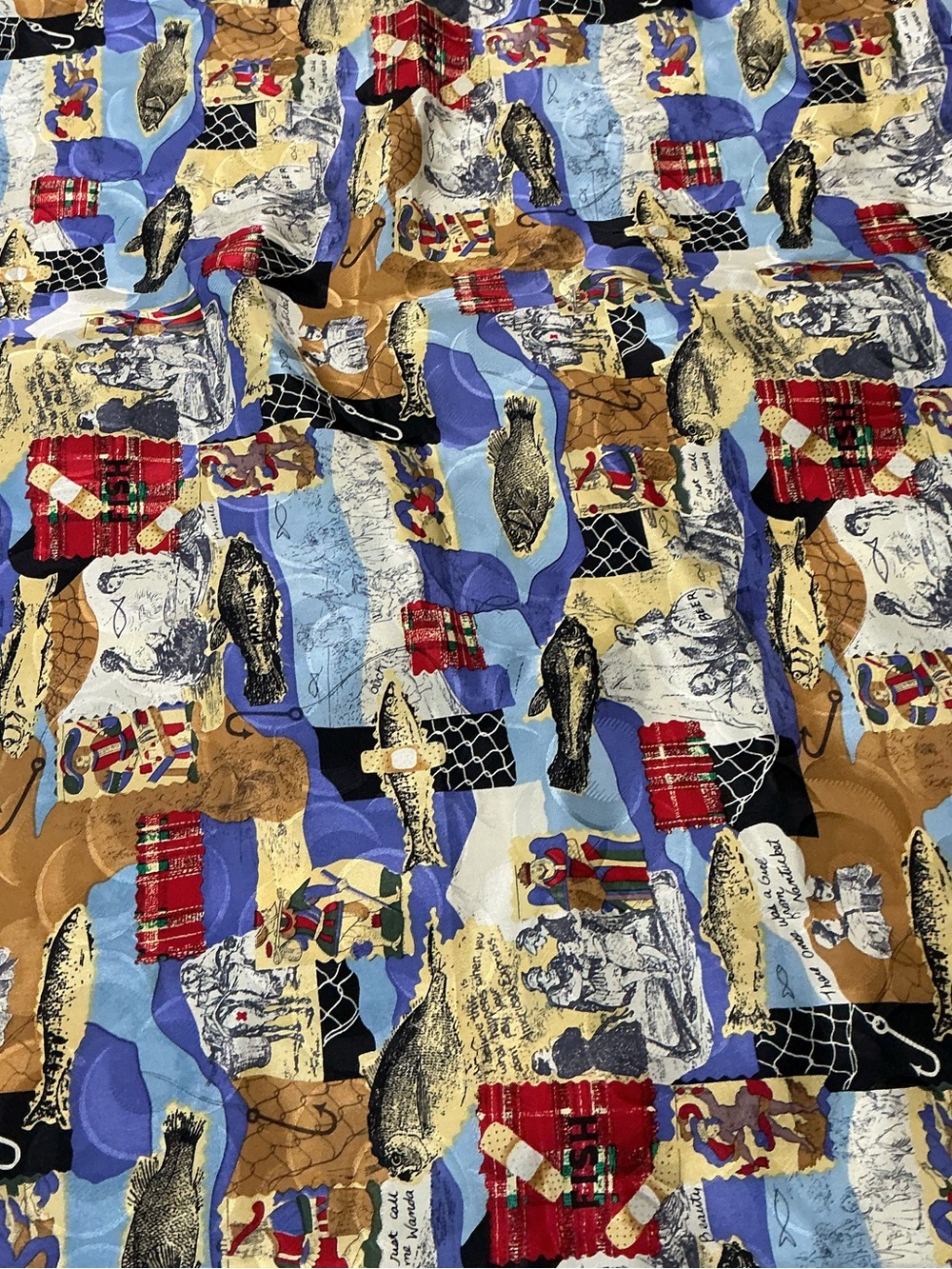 Vintage 1991 Nicole Miller 100% Silk Scarf Nautical Fishing Anchor  42” Square - Picture 6 of 11